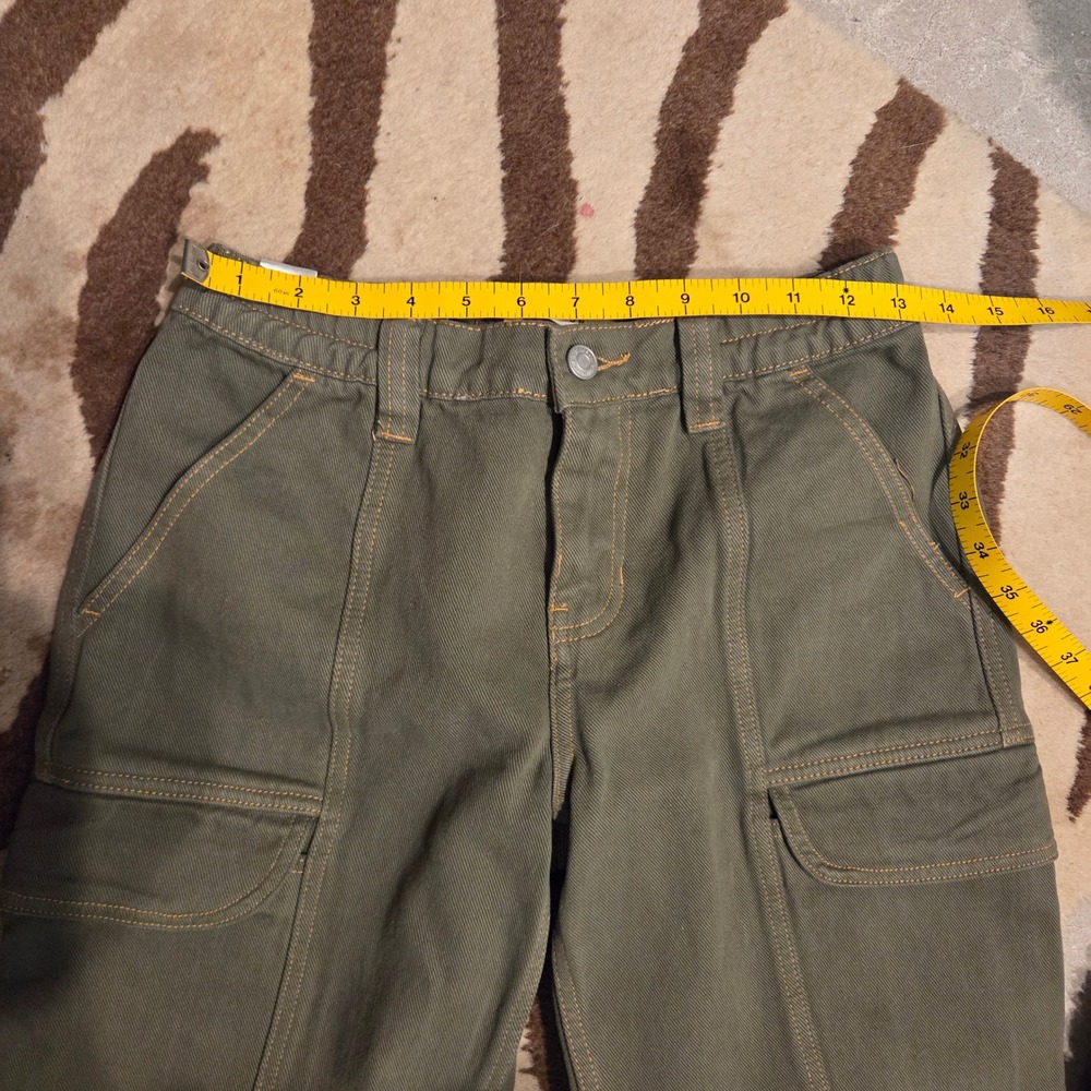Pacsun Elastic Waist Cargo Pants Olive Green Straight Leg Utility Size S - Picture 10 of 10